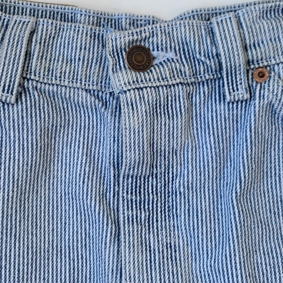 Vintage Orange Tab Levi's Denim Railroad Stripe Mini Skirt Size 9 Jr. - Picture 3 of 10